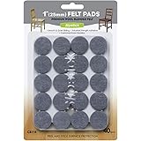 Slipstick CB115 Premium Wool Blended Floor Protector Felt Pads 40-Pieces Set, 1-Inch Diameter, Grey