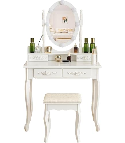 ドレッサー一面鏡 化粧台 鏡台 コンパクト 姫系 スツール付き メイク台 Amazon｜松材ドレッサー 姫系 化粧台 おしゃれ 一面鏡 LED3つのモード