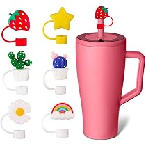 thumbnail image 2 of 8Pcs Pink Girl Straw Cover For Tumbler Cap, Silicone Straw Topper, 10mm 2 of 14