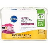 NIVEA Biodegradable Face Wipes for Dry Sensitive Skin (2 x 25 wipes), Biodegradable Wipes Made with 100% Plant-based Tissue, 