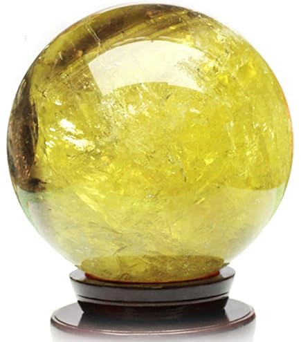 Amazon.co.jp: シトリン 丸玉 黄水晶 Citrine 虹入りシトリン 原石 