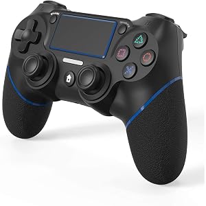 PS4 コントローラー 無線 Bluetooth接続 振動機能 重力感応 ゲームパット イヤホンジャック PS4 PRO SLIM対応 PC対応 充電ケーブル 付き 日本語説明書付き(ブラック)