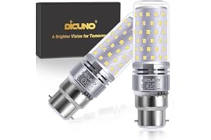 DiCUNO B22 LED Bulb 10W, B22 Bayonet Light Bulbs, Daylight White 6000K, 130W Incandescent Equivalent, 1400LM Non-Dimmable, Corn Light for Home Lighting, 230V, Pack of 2