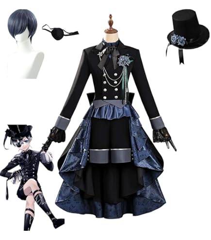 アンダーテイカー 黒執事 コスプレ 衣装 ウィッグ　小物 フル セット Amazon.co.jp: [DOZZZY] ウィッグ 付き 黒執事 死神 シエル