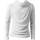 [AMBLY] アフガンネック Tシャツ メンズ 長袖 無地 キレイめ カットソー ドレープ ロンT トップス ストレッチ 白 黒 グレー 赤