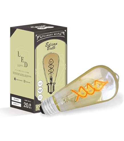 Amazon | E26 調光器対応 エジソンバルブ LED電球 (ロングゴールド