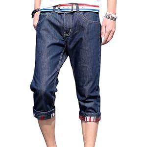 [アルファーフープ] メンズ デニム ジーンズ ハーフ 7 分 丈 パンツ ジーパン ボトムス 半 ズボン 大きいサイズ D76