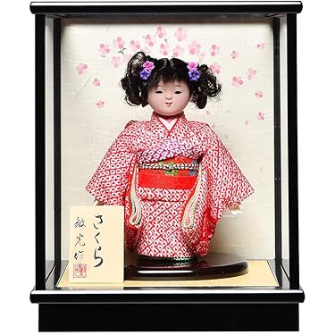 miii♡【一点限り】雛人形 ケース飾り　K53 雛人形 ケース飾り 二人 幅48cm｜ガラスケース固定型 小三五刺繍親王