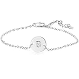 YANCHUN Initial Bracelet for Women Adjustable Round Disc Alphabet Letters Bracelet for Girls