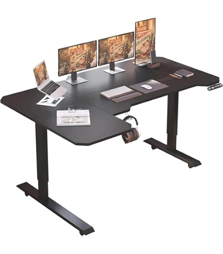 Amazon.co.jp: 大特価□幅130 電動昇降デスク L字型 ゲーミングデスク