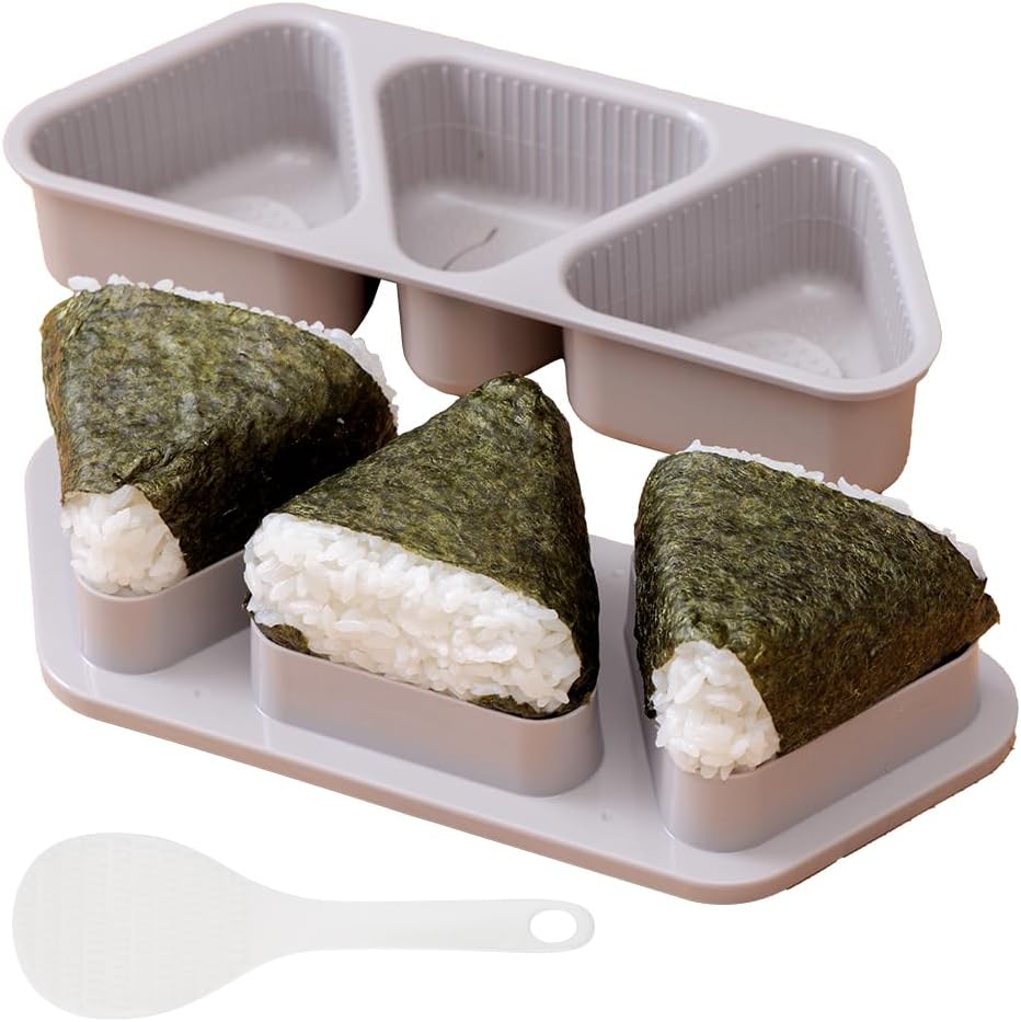 アイメディア(Aimedia) おにぎりメーカー おにぎり型 三角 おむすび 3個 大きめ しゃもじ付き 食洗機対応 弁当 カンタン 時短 日本製 | キッチン 簡単のり巻きおにぎり君