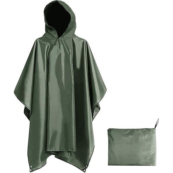 Amazon | ミリタリー ナイロンポンチョ レインコート 雨具