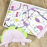 今治タオル きょうりゅう ベビーギフト isso ecco 化粧箱 手提げ袋 ラッピング込 (おくるみセット, パープル)