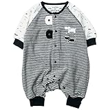 《秋冬春対応》 LoveLoveKids(ラブラブキッズ)ベロアボーダー+ダックスPtモンキーオール 60cm/クロ NO.KK-31-3961