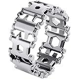 多機能屋外用ブレスレット、ステンレス製屋外用緊急ツール、ドライバー、缶切り、栓抜き、レンチなどを含む多機能ブレスレット、ハイキング、ハイキング、キャンプ、ホームメンテナンスなどに適しています。 (銀色)