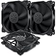Novonest 120mm PCケースファン 静音タイプ 25mm厚 1200rpm 小3ピンとペリフェラル4ピン 3本1セット黒い【12BK3-3】