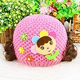 防寒 かわいい ベビー キッズ 赤ちゃん ニット帽子 花飾り 2017 新製品 (pink)
