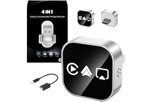 CarPlay ワイヤレス アダプター 【2026新登場-4in1 MINIアンドロイドオート＆カープレイ】 Tomistan 無線化接続 純正有線CarPlay/Android Auto搭載車適合 双方向ミラーリング スマホを大画面に映す ナビ・音声コントロール・音楽・ハンズフリー通話に対応 自動接続 98%以上の車種適用 カーアクセサリー 技適認証取得済み - 1