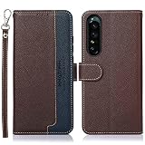 for Xperia 1 IV SOG06 ケース 手帳型 for Xperia 1 1 iiii SO-51C 手帳 ケース 耐衝撃 ストラップ付き [RFIDブロッキング] カード収納人気 おしゃれ カードポケット 財布型携帯 ケース ブラック Rureu 001