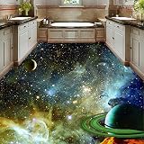 Sproud カスタムの壁画壁紙宇宙星空惑星 3 D 階絵画シルク布 Non-Slip リビングルームの床のステッカー用紙 200 Cmx 140 Cm 防水の摩耗