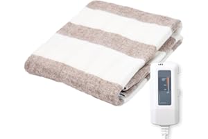 [山善] 電気毛布 敷き 電気敷毛布 130×80cm シングル 洗える ダニ対策機能 温度調節機能 ホワイト×ベージュ YMS-18