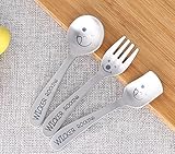 B&S FEEL Smiley Face Fork and Spoon Set Kids Stainless Steel Utensil Set of 3 [並行輸入品]