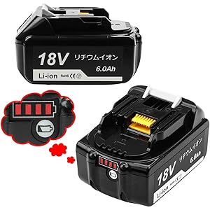 Boetpcr BL1860B マキタ18vバッテリー マキタバッテリー18v bl1860b互換バッテリー マキタ互换バッテリー 6.0Ah 18vバッテリー 電動工具専用 バッテリー 2個セットマキタ 6.0ah bl1860 BL1860 BL1830 BL1840 BL1850 BL1830b BL1840b BL1850b BL1860b対応 残量表示✙自己故障診断,耐久性が高く 一年品質保証