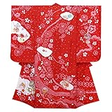 七五三 7歳 着物 女の子本絞り柄・刺繍入りのお祝い着 正絹「赤 鞠に牡丹」SKE530