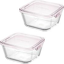 Amazon.co.jp: iwaki イワキ 耐熱ガラス 保存容器 ピンク 角型 L 1.2L