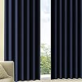 [カーテンくれない] 節電対策に【厚手生地でしっかり遮光】 完全遮光生地使用の1級遮光カーテン 遮音 防音効果で生活音を軽減 高い断熱効果 冷暖房効率アップ！「CALM」 サイズ：(幅)100×(丈)110cm 2枚組 色：ネイビー