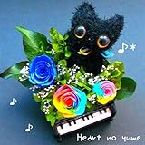 【高級プリザーブドフラワー】レインボーローズ　プリザーブドフラワー　 クロネコ & ピアノ　ダイヤモンドブルーローズ　誕生日 母の日 　結婚記念日　発表会　プレゼント