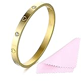 YCSLYW Women's Stainless Steel Bracelet Jewelry Crystal Bracelet With Cube Zircon Hinge Jewelry oval Bangle Witness the Gift 