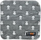エムール ガーゼハンカチ スカル柄 6重織ガーゼ 23×23cm スモーキーブラック
