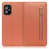 LOOF Pocket Series Zenfone 8 (ZS590KS-BK256S16) ケース カバー 手帳型 手帳型カバー スマホケース 厳選本革 カード収納付き ベルト無し ファスナー ポケット付き 手帳型ケース [ フラミンゴ]