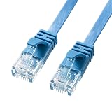 サンワサプライ CAT6A フラットLANケーブル (7m) 10Gbps/500MHz RJ45 ツメ折れ防止 ブルー KB-FL6A-07BL