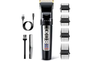 バリカン メンズ 【2024革新型 高精密刃】 プロ仕様 電動バリカン 低騒音 高精度 ヘアカッター 5段階刈り長さ調節 自動研磨ブレード 3種スピード調節 LEDディスプレイ USB充電式 防水設計 家庭用/サロン用 多機能ヘアクリッパー 子供用