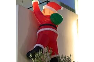 FILWY クリスマス 膨張式エアーサンタクロース 高さ 200cm LED 付き光る 防水仕様 壁登りデザイン エアブロー式エアーディスプレイ 屋内屋外兼用 ベランダ・壁・窓・店舗・学園祭・パーティーのクリスマス飾りに最適 (サンタクロースC,高さ