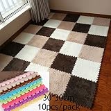 wyhuiパズルマットEvaフォームShaggyベルベットカーペットドアマットPlushファブリックカーペット6個/セットピンク30 cm by 30 cm