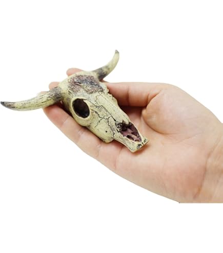 Desert Reptile Tank Decor - Resin Cow & Dinosaur Skulls For Bearded Dragon Cage & Aquarium
