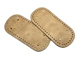バッグの底　底鋲付き　2枚セット　22ｘ10cm　底板　レザー　ハンドメイド　縫付 (楕円-ベージュ)