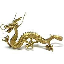 Amazon.co.jp: 銅器 水晶玉持ち金龍 風水 開運 置物 グッズ