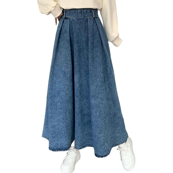 Amazon.co.jp: [FengDi] デニムフレアスカート ハイウエスト