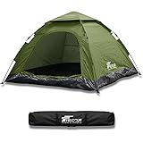 FIELDOOR ワンタッチテント200 4人用スクエアタイプ 幅200cm×奥行200cm×高さ120cm (紐を引くだけの簡単設営！)