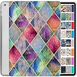 iPad 第4世代 iPad 第3世代 iPad 第2世代 - 9.7インチ [iPad 4 3 2 Gen 旧モデル] A1396 A1416 A1430 A1403 A1458 A1459 A1460 A1395 A1397 プリント衝撃吸収TPUクリアケース - ダイヤモンドグリッド