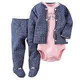 カーターズ Carter's ロンパース ボディスーツ カーディガン パンツ 豪華3点セット 女の子 3-Piece Cardigan Set 6M (61-67cm) [並行輸入品]