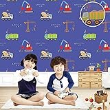 3次元の壁紙緑の漫画の建設車両の輸送子供の部屋の保育園の壁紙の寝室の壁紙3つの無料の1つを購入する