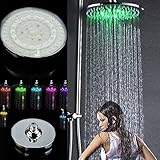 TOPmountain ラグジュアリーバスルームRGB LEDフラッシュライト 7色 変化する20cm / 8インチの雨 シャワーバス 頭