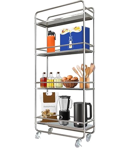 Amazon.co.jp: 国産キッチンワゴン キャスター付き スリム