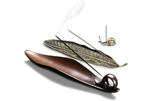 Incense Holder Set - 9 Inch Incense Leaf Boat Stick Holder, & Leaf and Snail Incense Burner, Modern Natural Design, Ceramic I