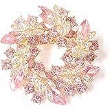 【ノーブランド品】 ゴージャス リース型 ブローチ プレゼント ギフトに最適 花 ブローチ (ピンク)